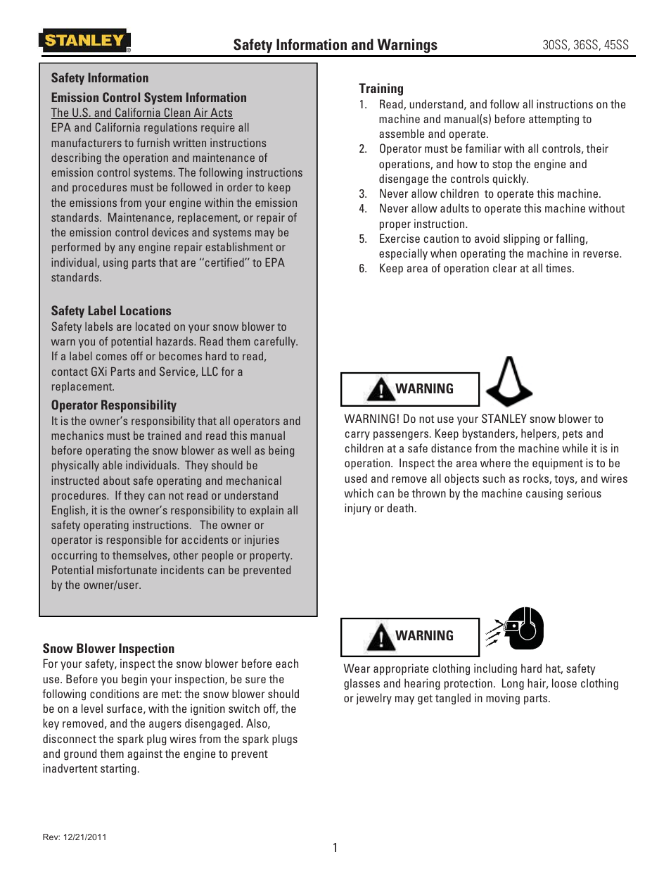 Safety information and warnings | Stanley Black & Decker 45SS User Manual | Page 6 / 34