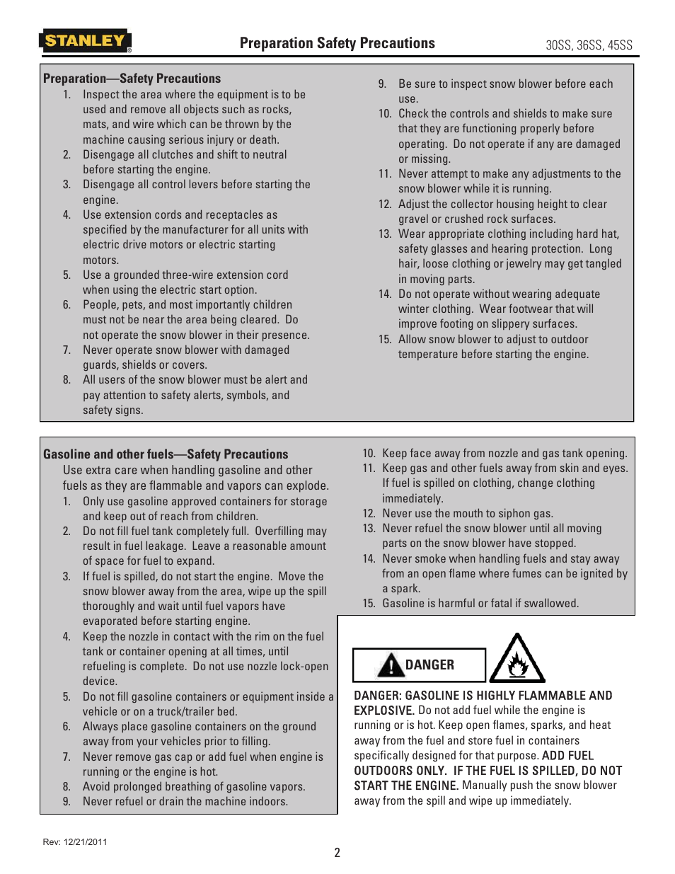 Preparation safety precautions | Stanley Black & Decker 45SS User Manual | Page 7 / 34