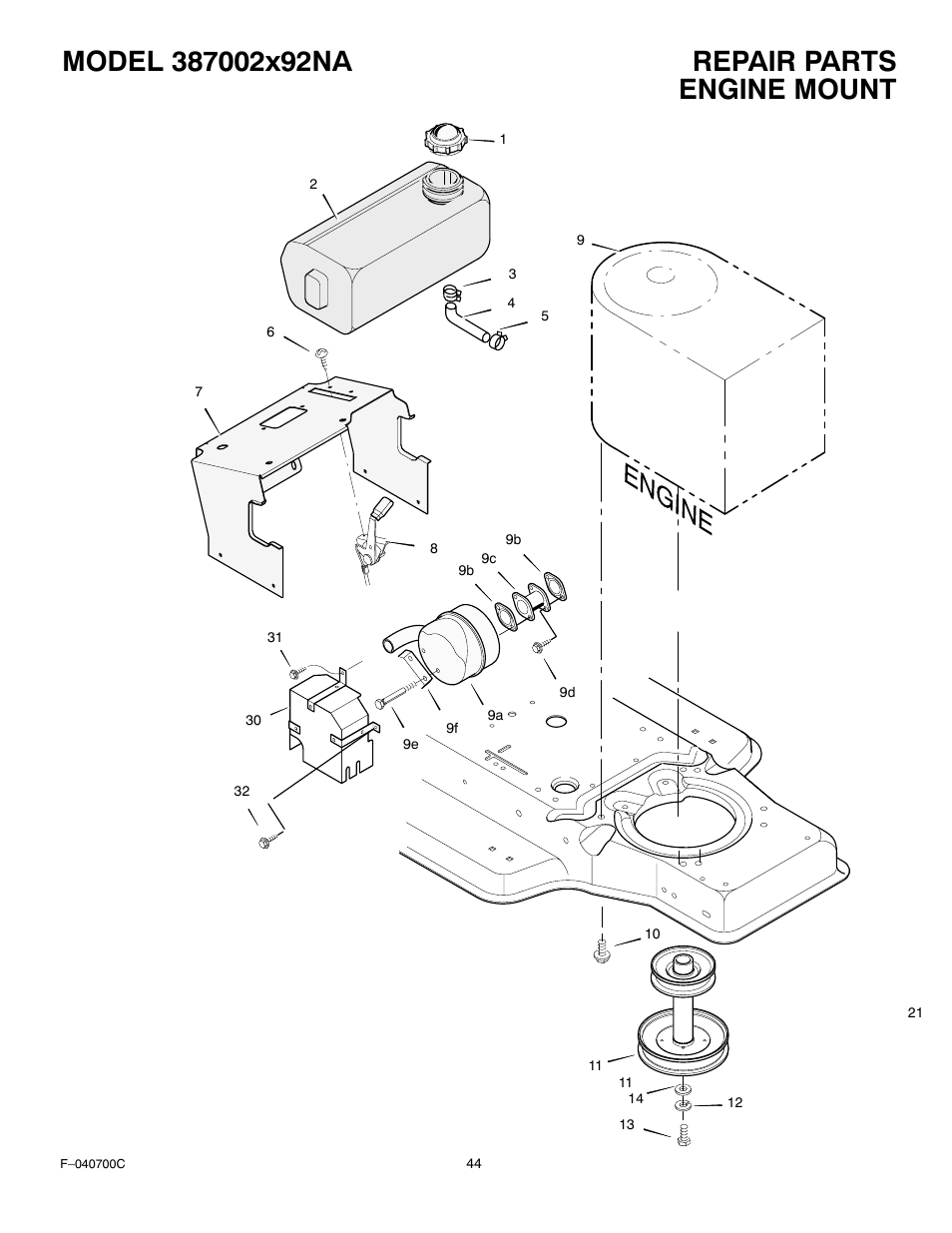 Engine mount | Stanley Black & Decker 387002x92NA User Manual | Page 44 / 52