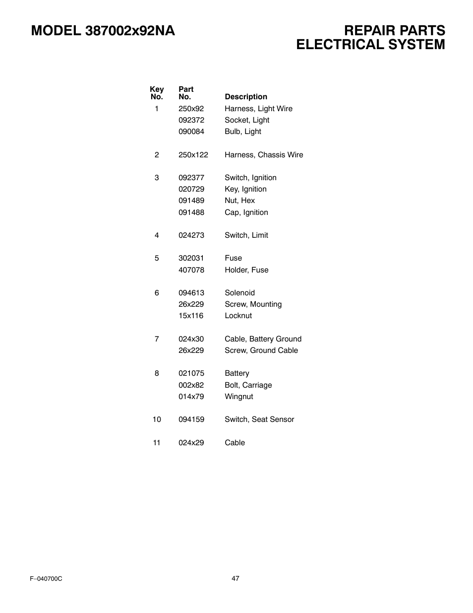 Electrical system | Stanley Black & Decker 387002x92NA User Manual | Page 47 / 52