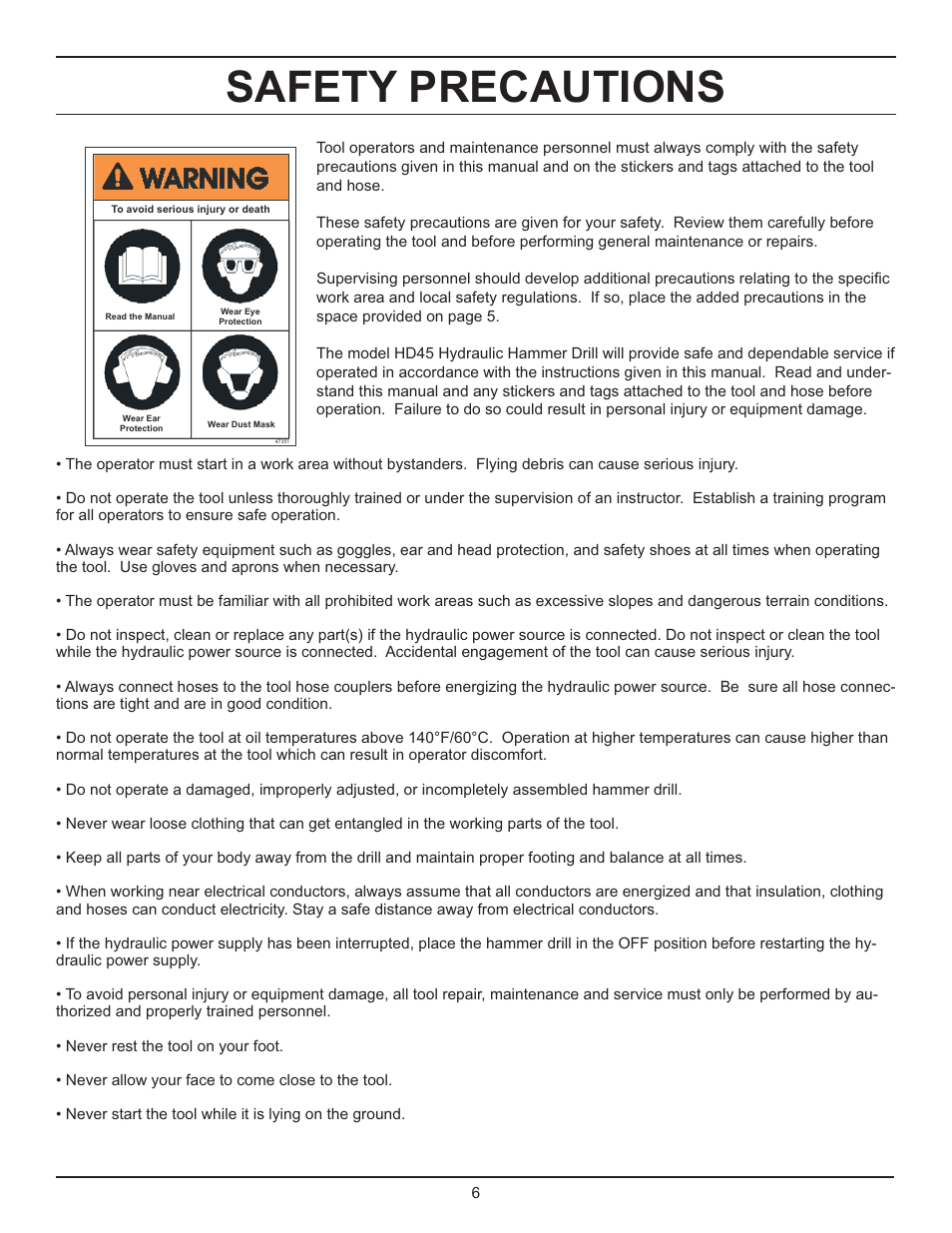 Safety precautions | Stanley Black & Decker HD45 User Manual | Page 6 / 24