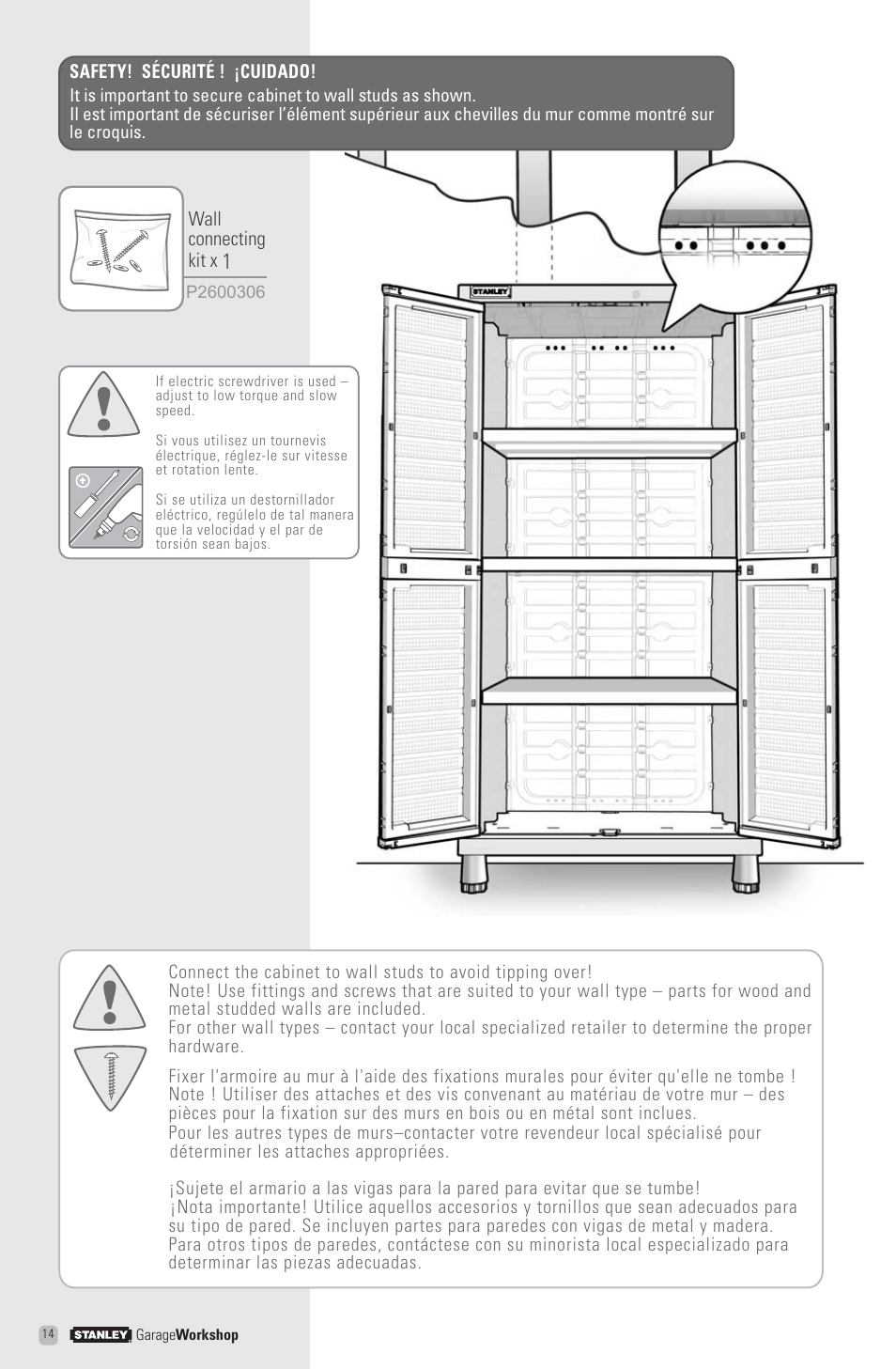 Stanley Black & Decker Stanley Garage Workshop T3 User Manual | Page 14 / 16