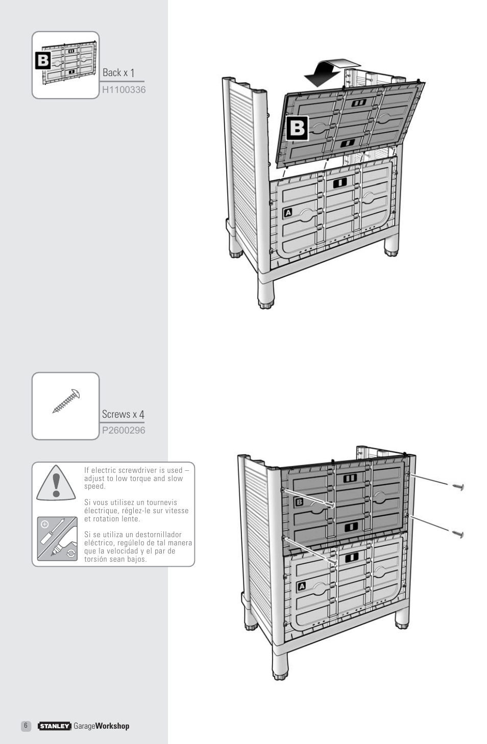 Stanley Black & Decker Stanley Garage Workshop T3 User Manual | Page 6 / 16