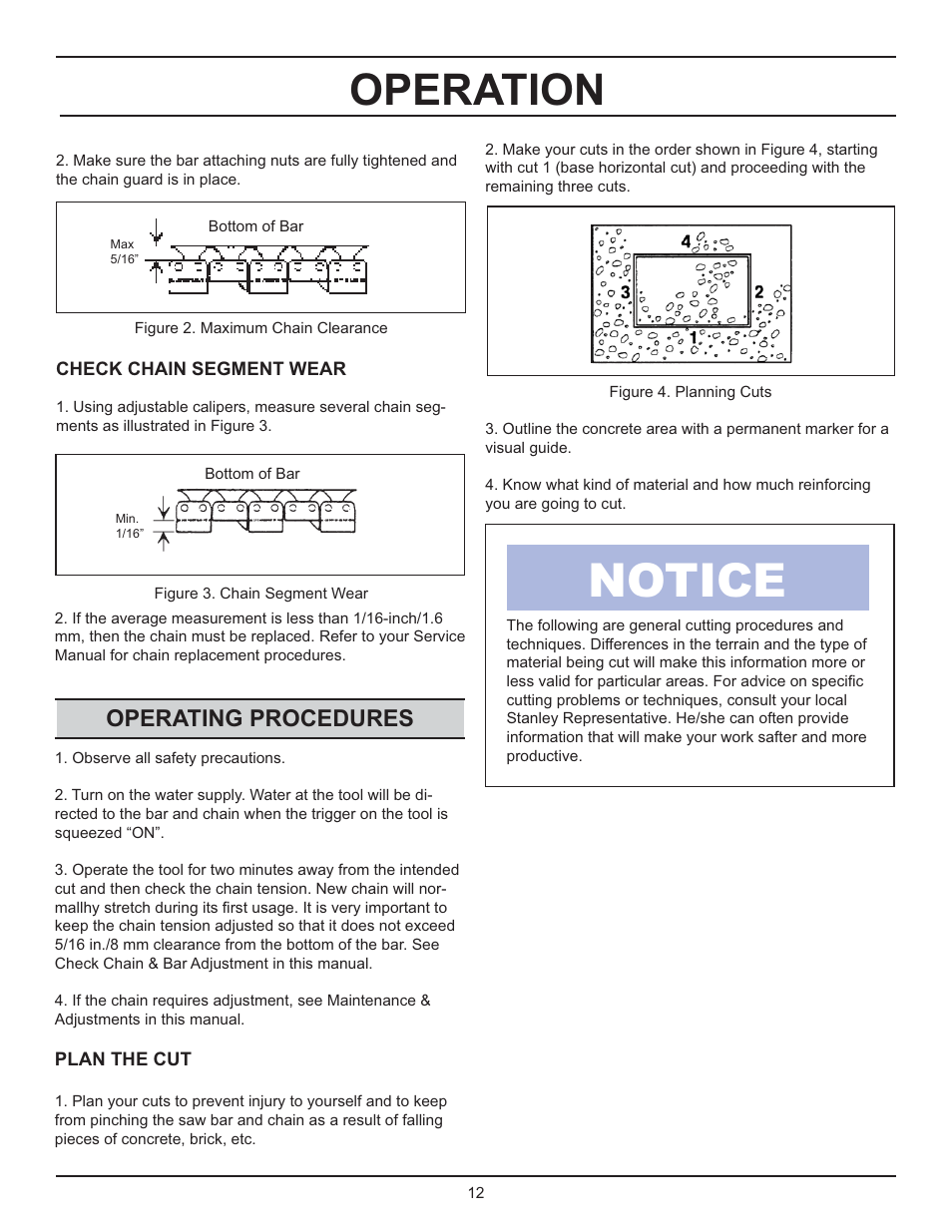 Notice, Operation, Operating procedures | Stanley Black & Decker DS06 User Manual | Page 12 / 33