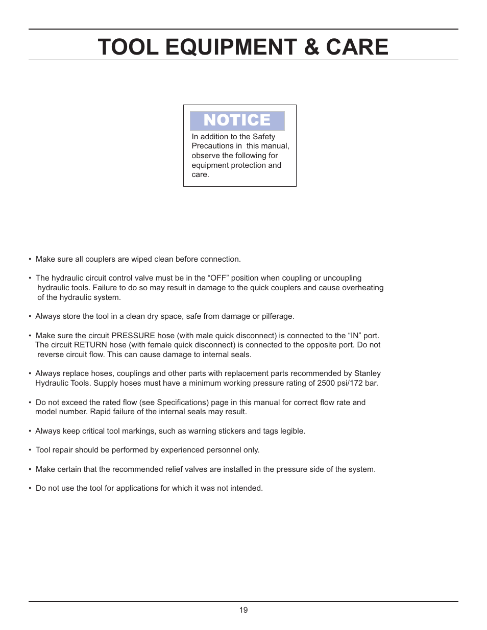 Tool equipment & care, Notice | Stanley Black & Decker DS06 User Manual | Page 19 / 33