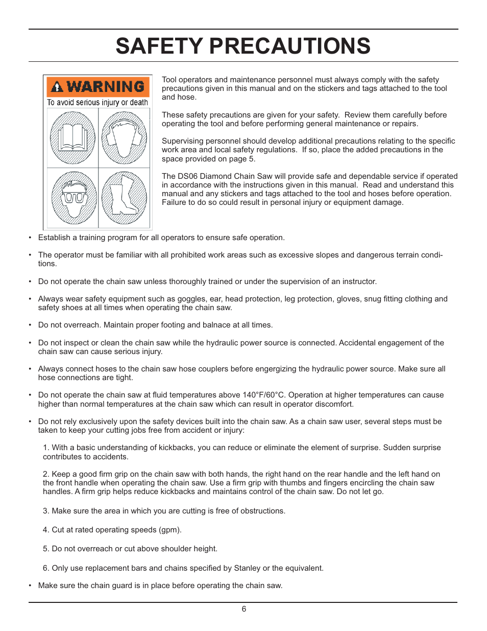 Safety precautions | Stanley Black & Decker DS06 User Manual | Page 6 / 33