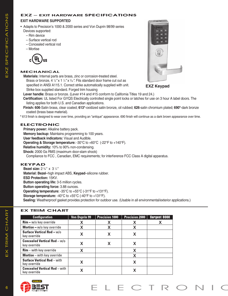 Exz keypad | Stanley Black & Decker KEYPAD EZ LOCKS User Manual | Page 6 / 8