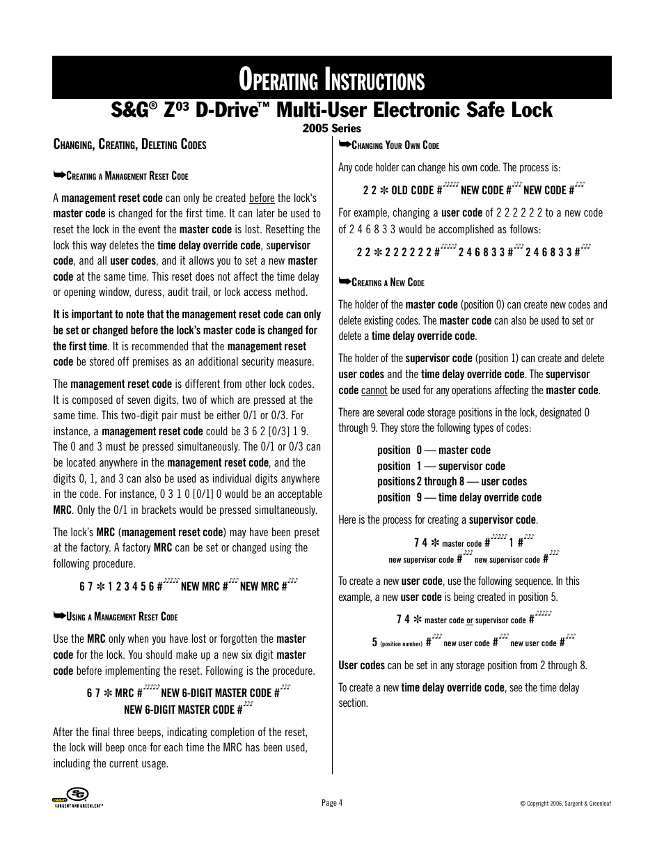 Perating, Nstructions, D-drive | Multi-user electronic safe lock | Stanley Black & Decker 2005 Series User Manual | Page 4 / 12