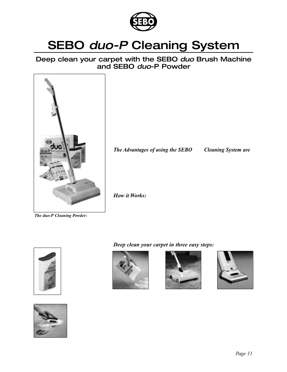 Sebo duo-p cleaning system | Sebo ET-H User Manual | Page 11 / 12