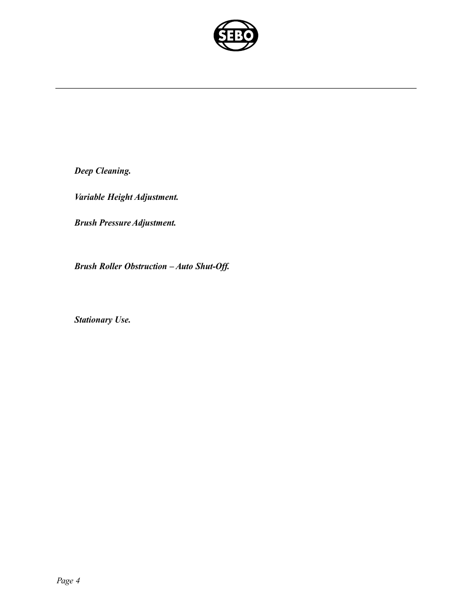 Special sebo product features | Sebo ET-H User Manual | Page 4 / 12
