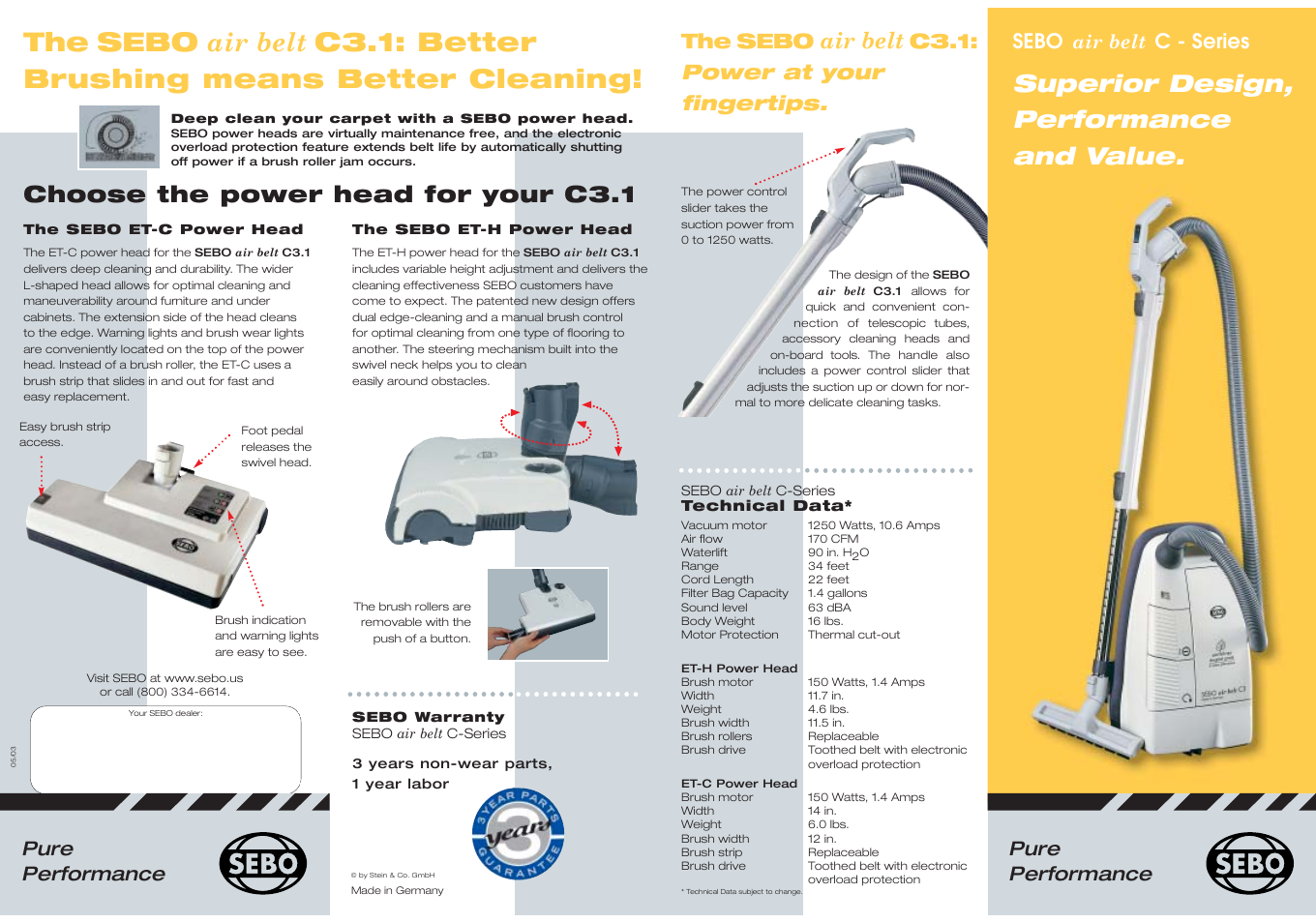 Sebo Air Belt C Series User Manual | 2 pages