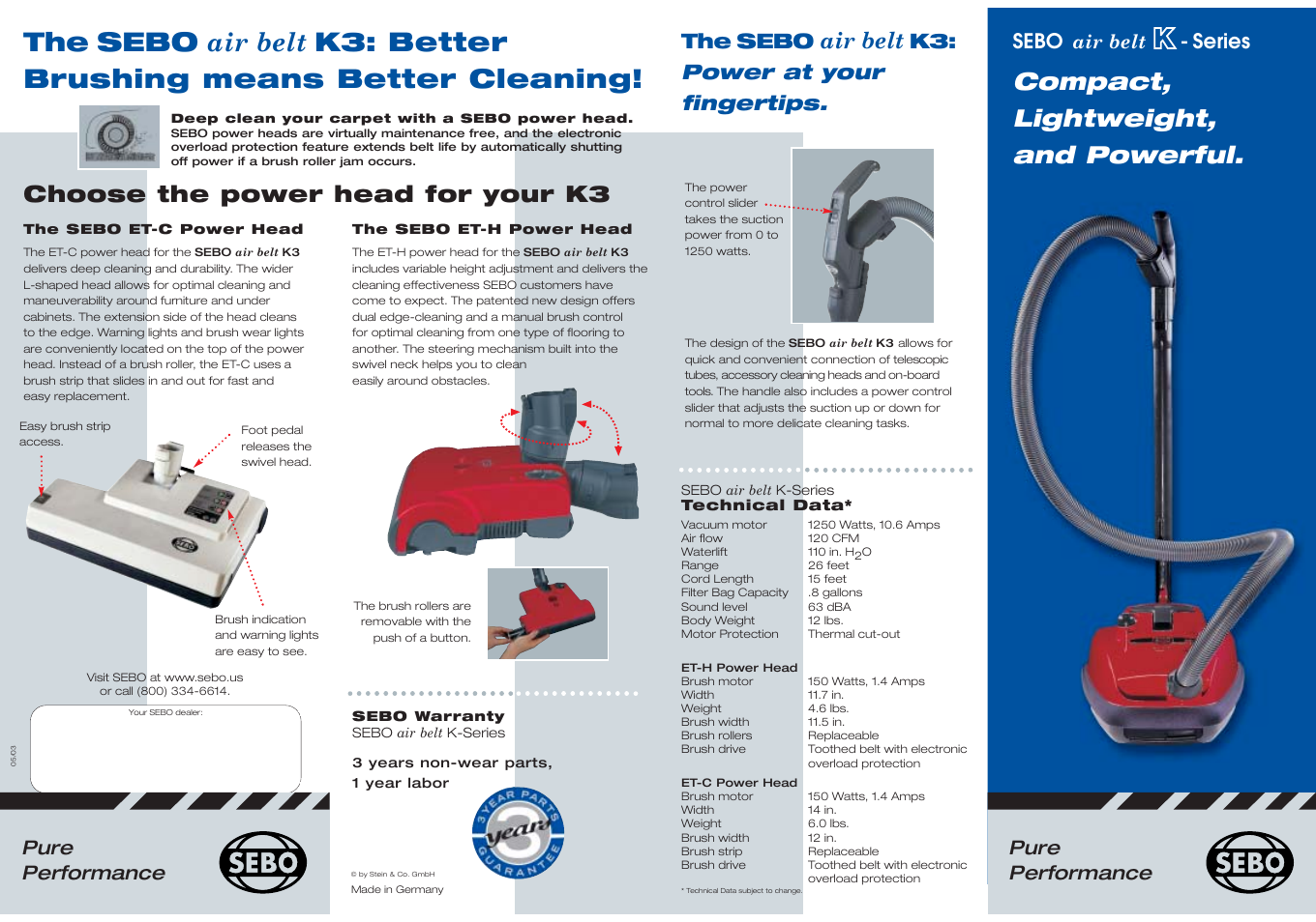 Sebo air belt K Series User Manual | 2 pages