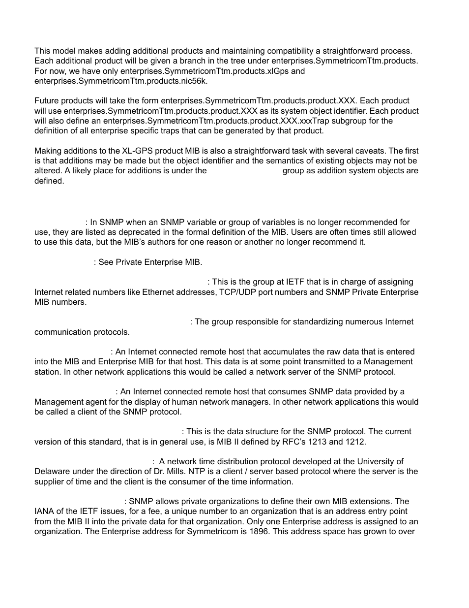 Glossary of snmp-related terms | Symmetricom XL-GPS User Manual | Page 140 / 162