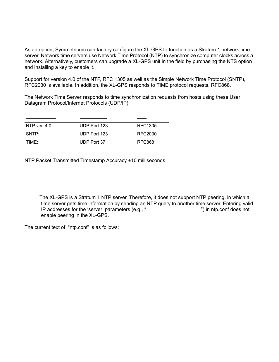 D: network time protocol (ntp), Editing ntp.conf, D: network time protocol (ntp) editing ntp.conf | Symmetricom XL-GPS User Manual | Page 145 / 162