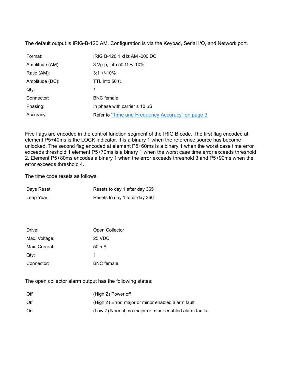 Code out, Alarm, Code out alarm | Time and frequency accuracy” on page 3 | Symmetricom XL-GPS User Manual | Page 17 / 162