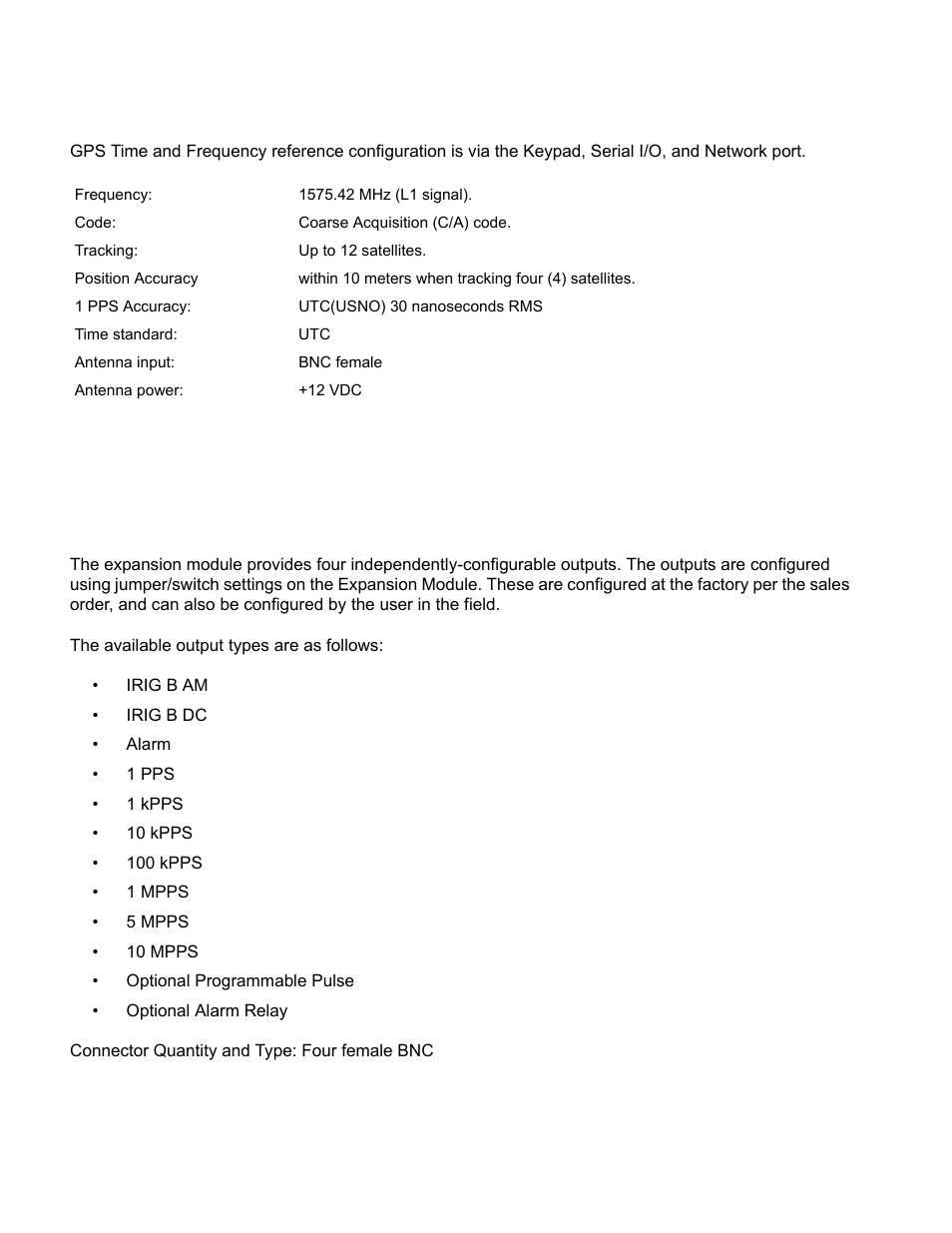 Gps time and frequency reference, Options, Expansion module (87-8034) | Gps time and frequency reference options | Symmetricom XL-GPS User Manual | Page 18 / 162