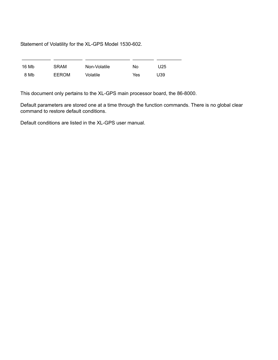 Volatility statement | Symmetricom XL-GPS User Manual | Page 22 / 162
