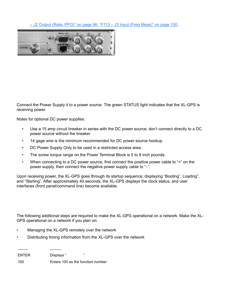 Connecting the power supply, Configuring the network port, Warning | Symmetricom XL-GPS User Manual | Page 26 / 162