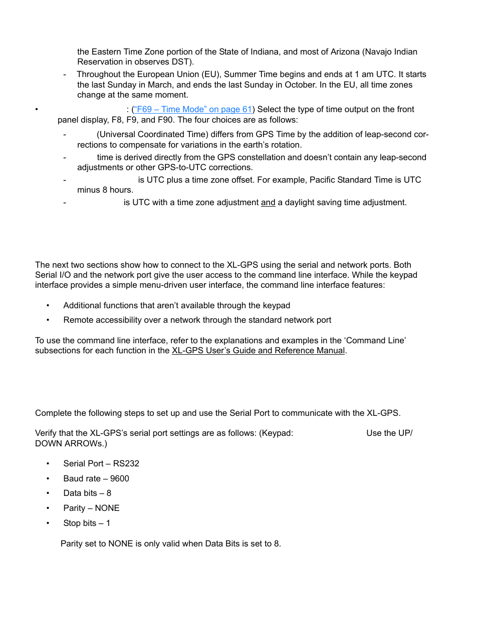 Using the command line interface, Connecting to the serial port, Enter–4–enter | Symmetricom XL-GPS User Manual | Page 28 / 162