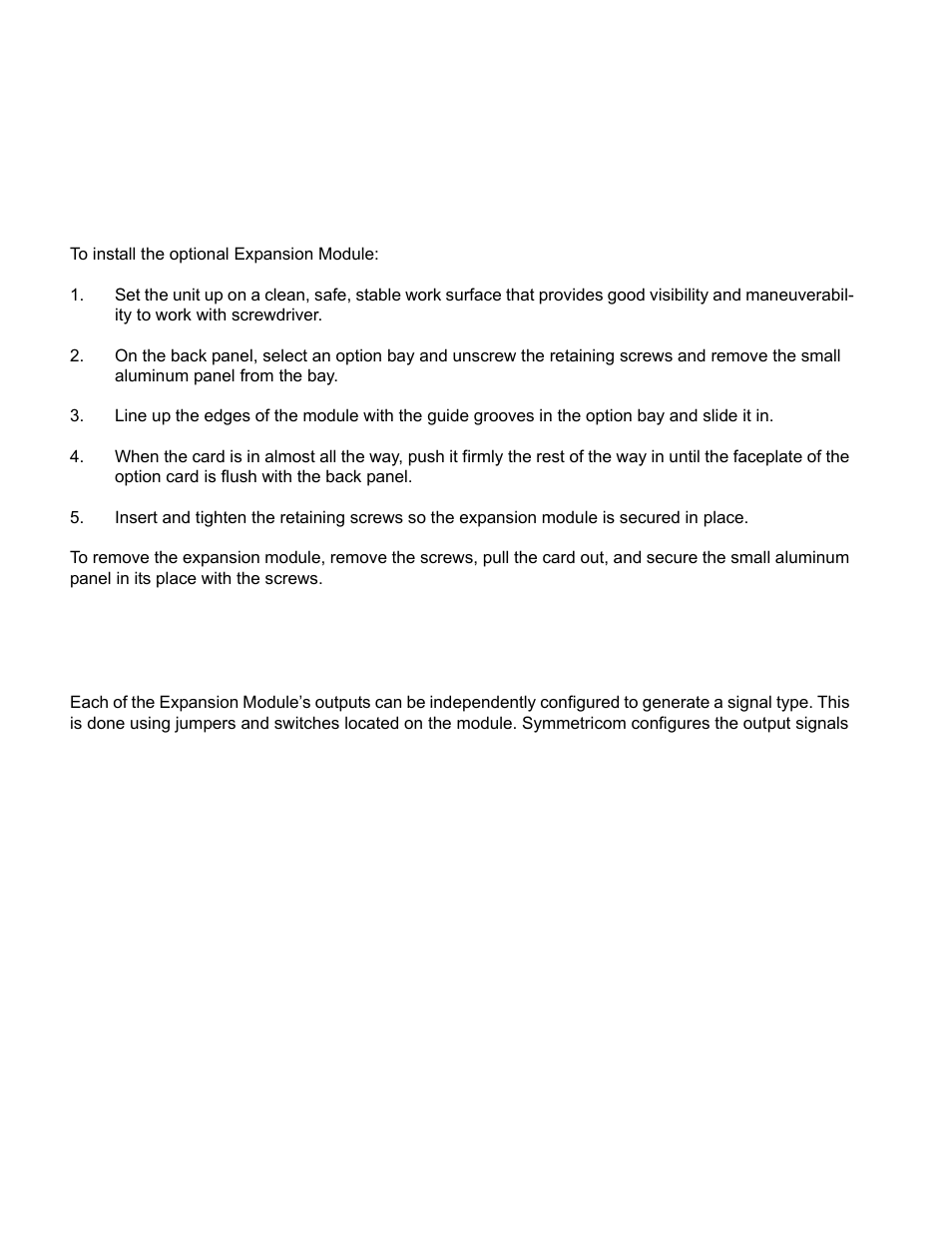 Installing the expansion module, Configuring the expansion module, Warning | Symmetricom XL-GPS User Manual | Page 30 / 162