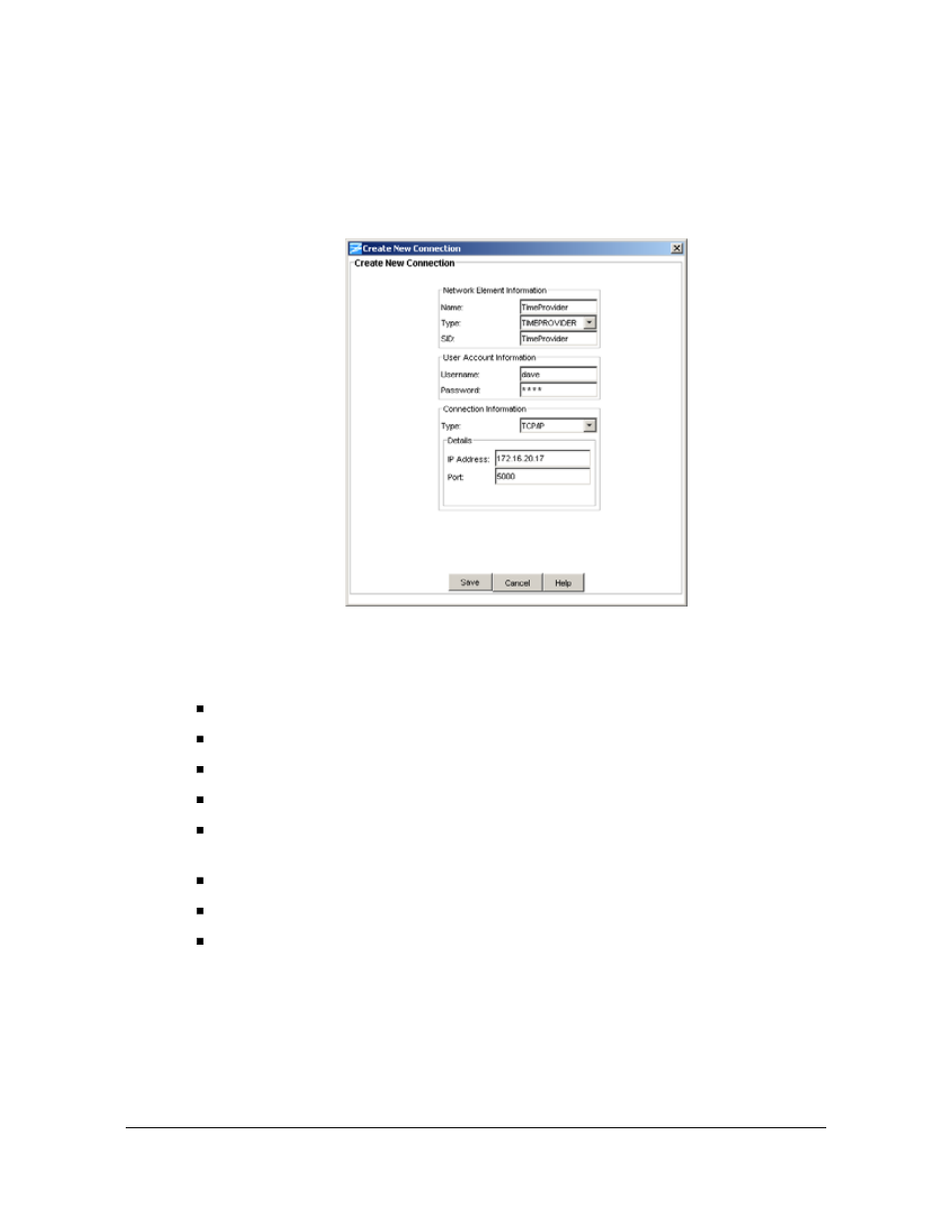 Creating a connection, The create new connection window | Symmetricom EDGE CLOCK 1000 User Manual | Page 103 / 224