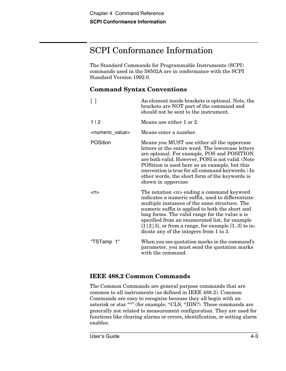 Scpi conformance information | Symmetricom 58502A User Manual | Page 61 / 88