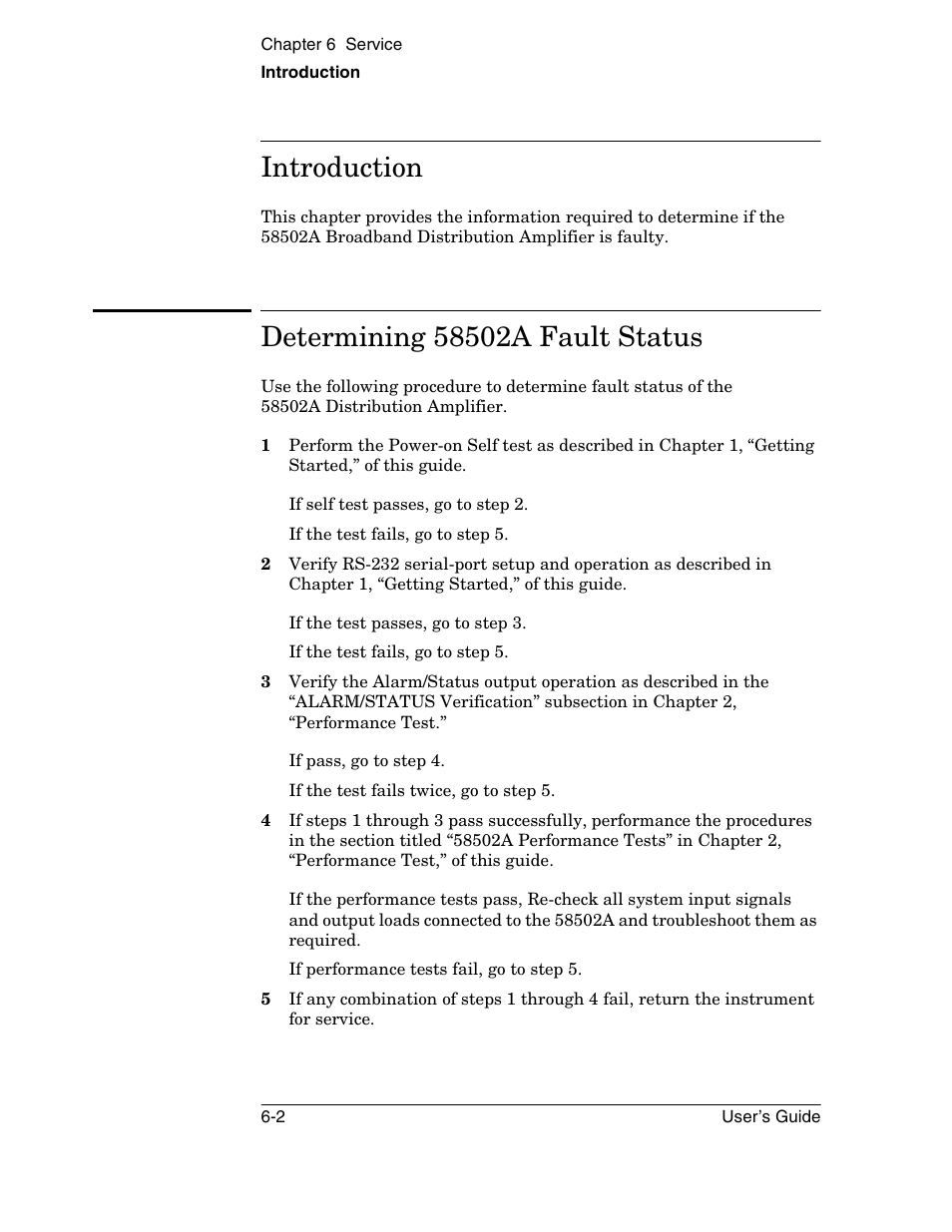 Introduction, Determining 58502a fault status | Symmetricom 58502A User Manual | Page 80 / 88