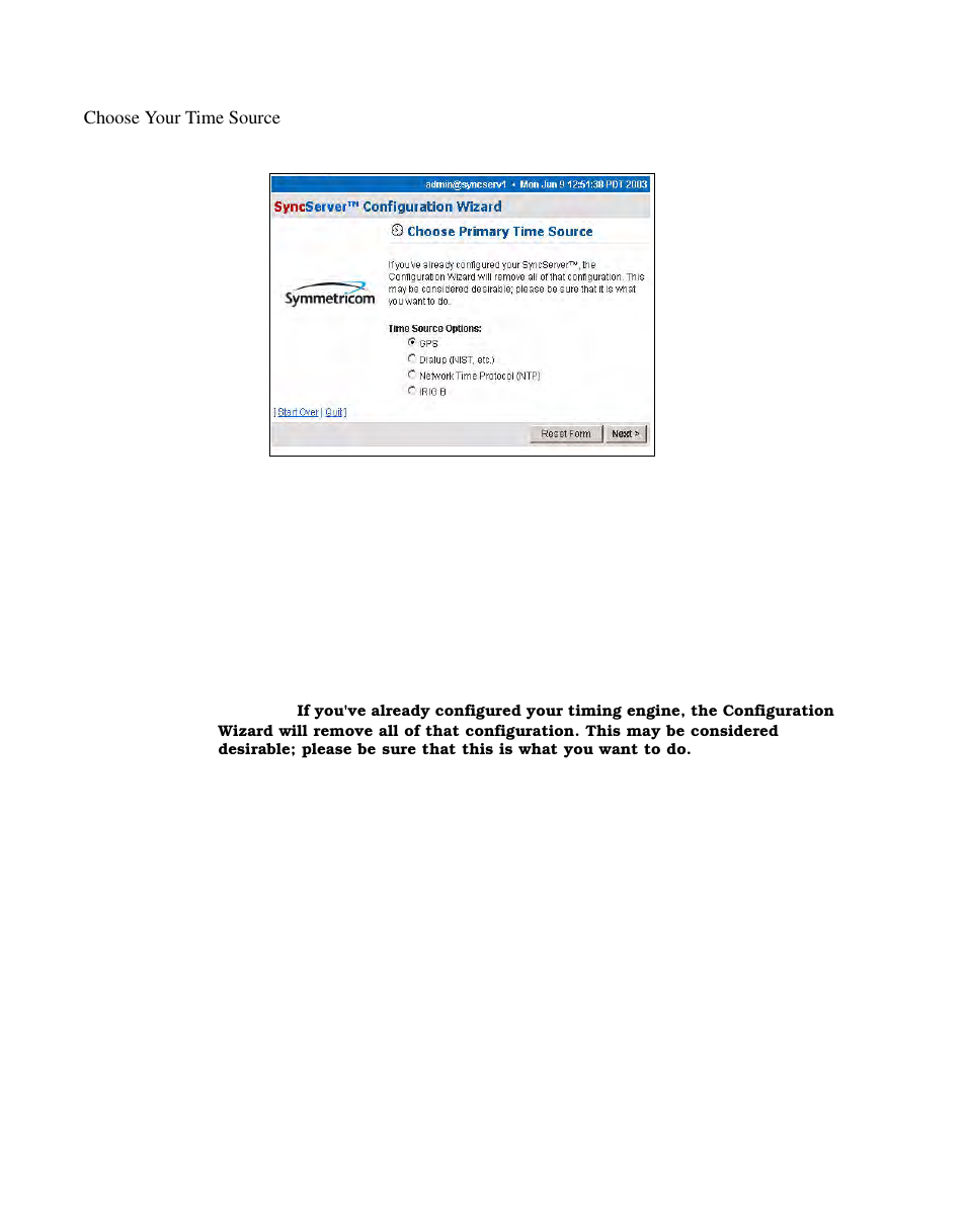 Choose your time source | Symmetricom S100 User Manual | Page 41 / 166