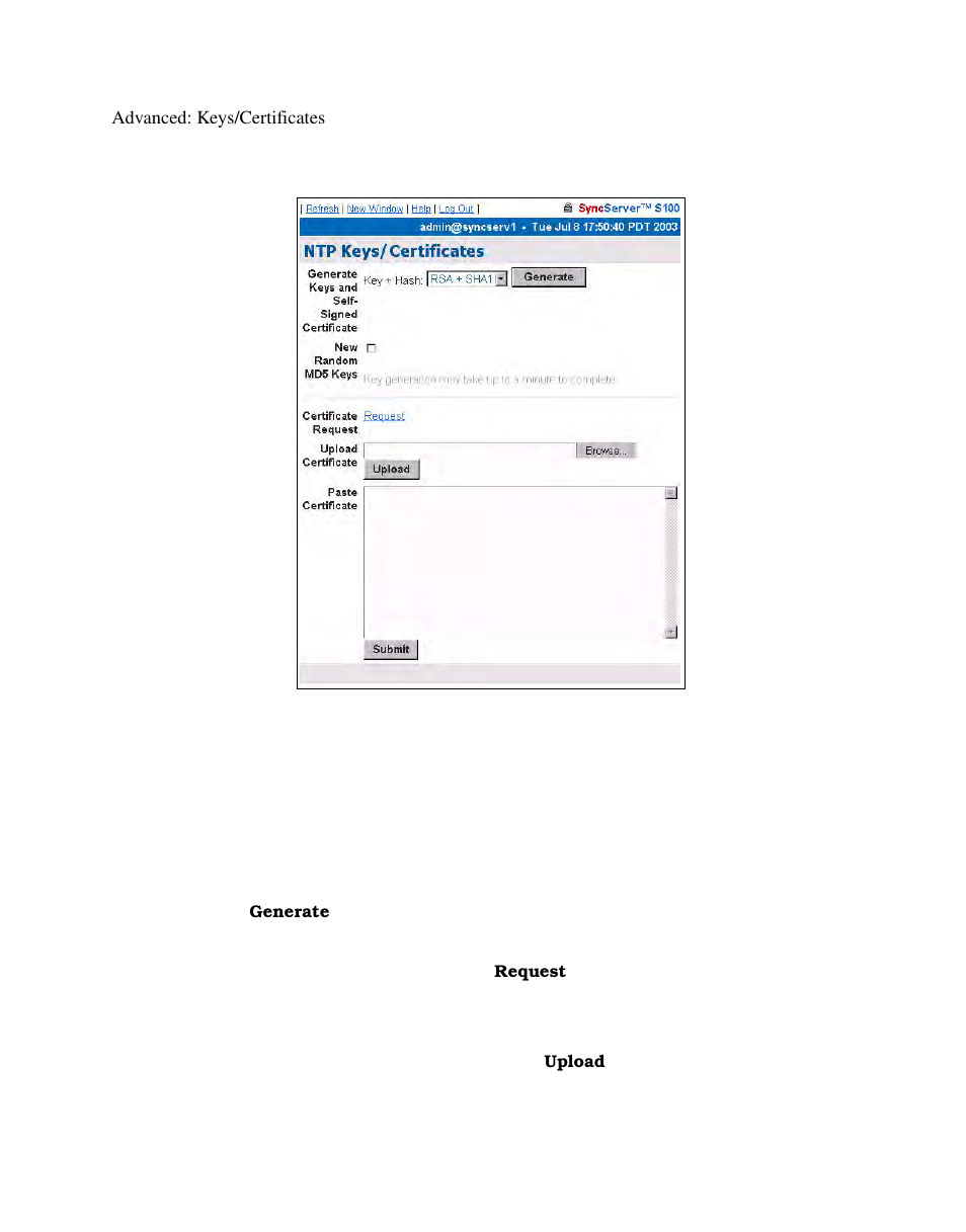 Advanced: keys/certificates | Symmetricom S100 User Manual | Page 72 / 166