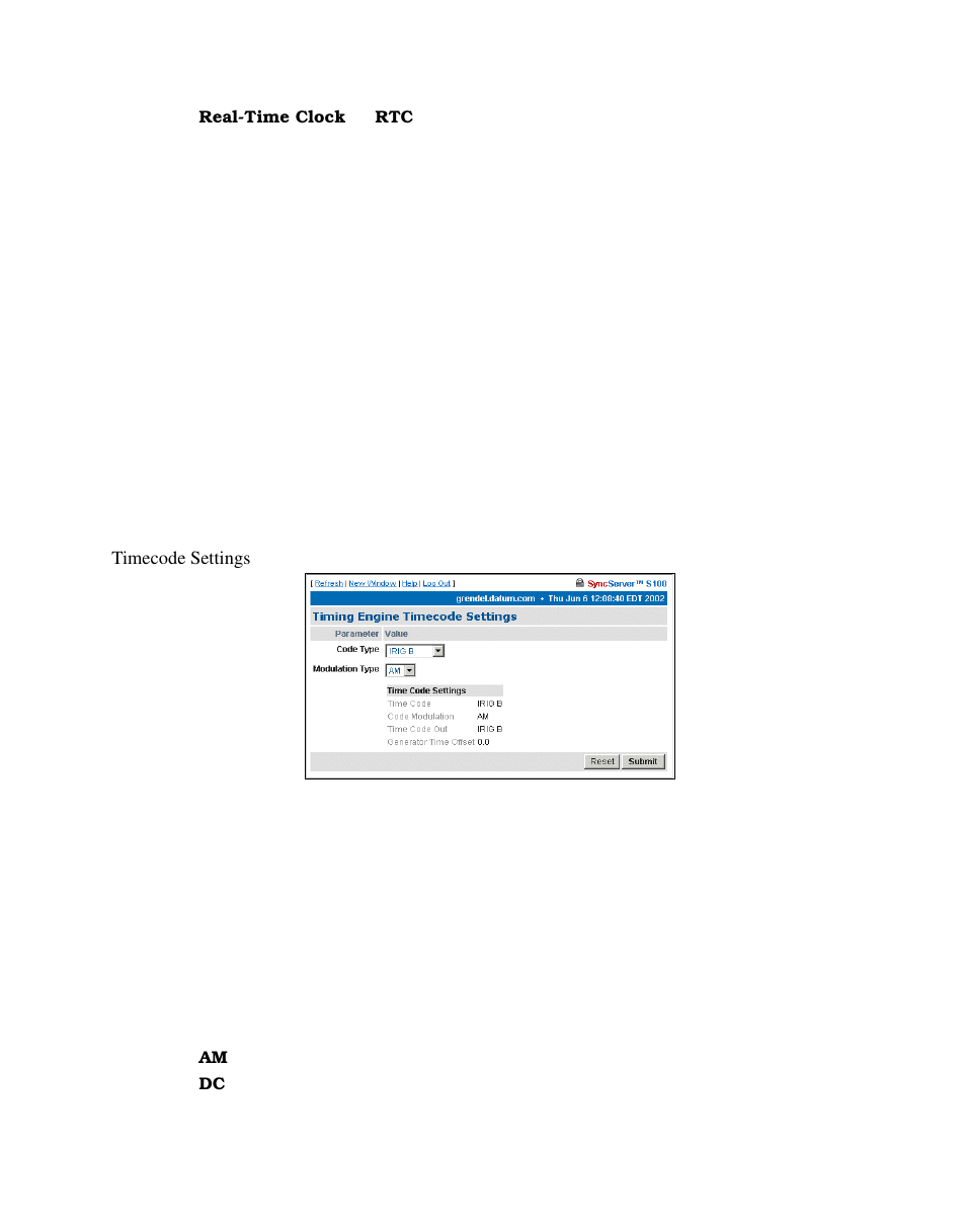 Timecode settings | Symmetricom S100 User Manual | Page 74 / 166
