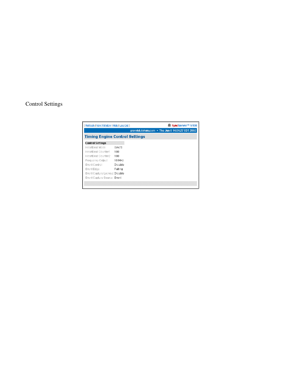 Control settings | Symmetricom S100 User Manual | Page 79 / 166