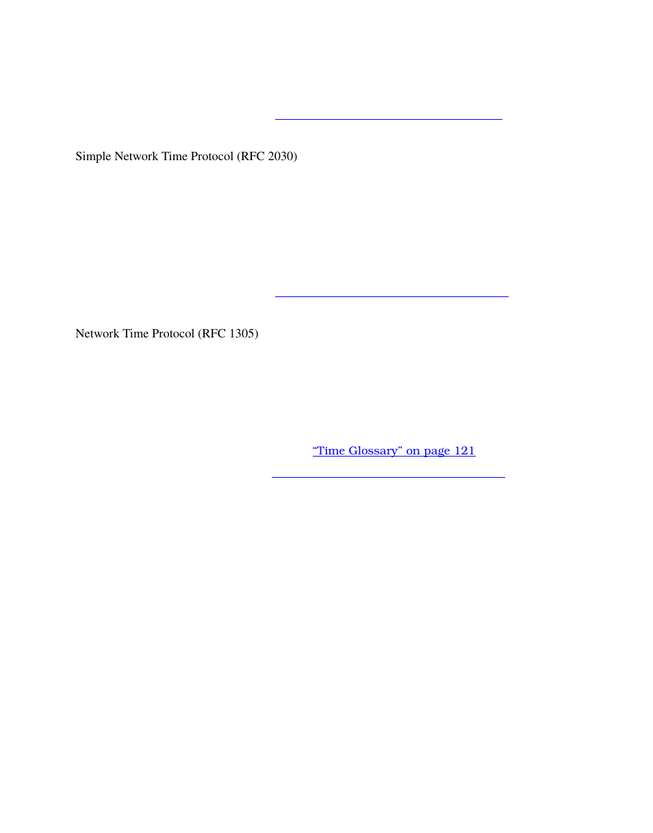 Simple network time protocol (rfc 2030), Network time protocol (rfc 1305) | Symmetricom S100 User Manual | Page 98 / 166