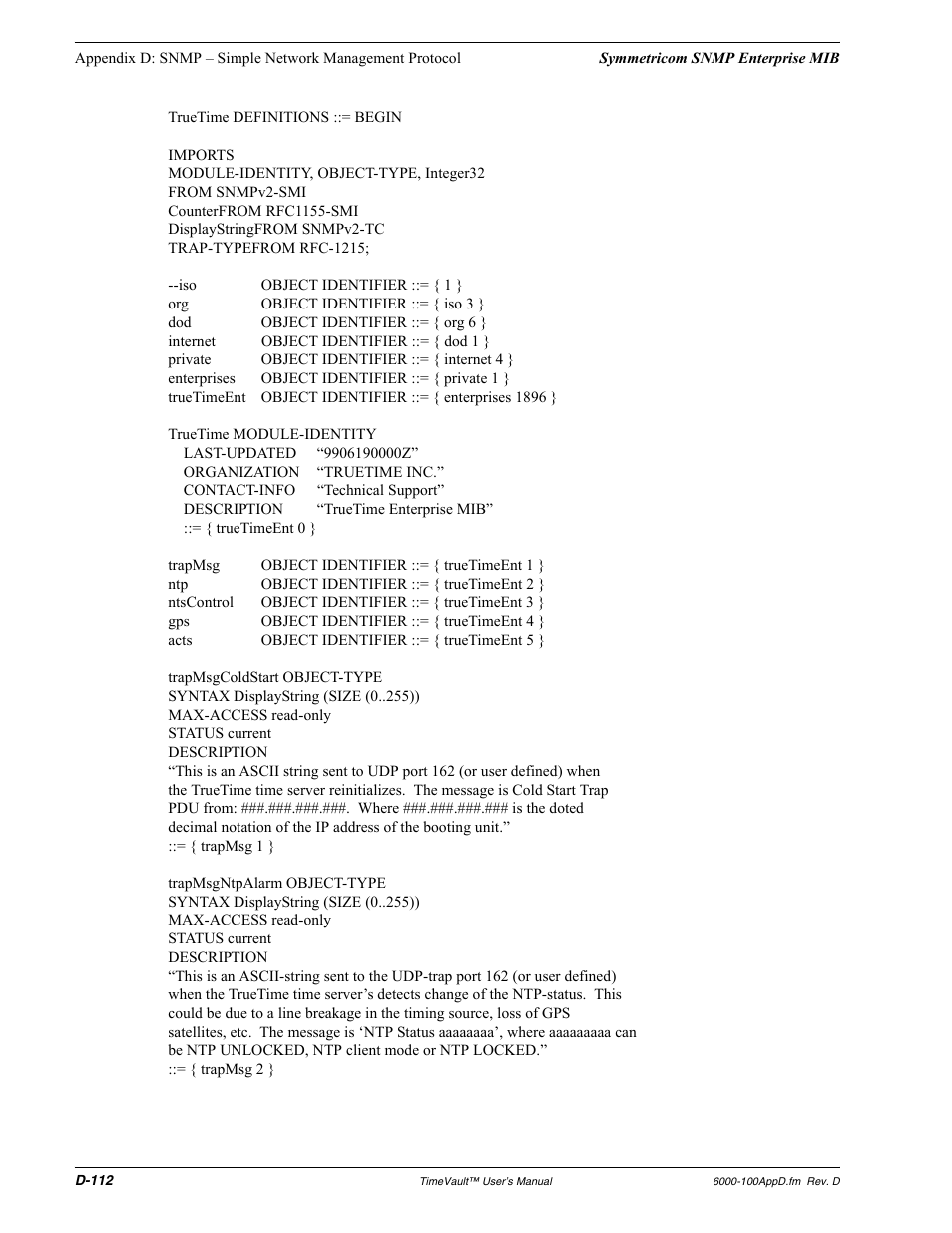 Symmetricom Time Server User Manual | Page 126 / 148