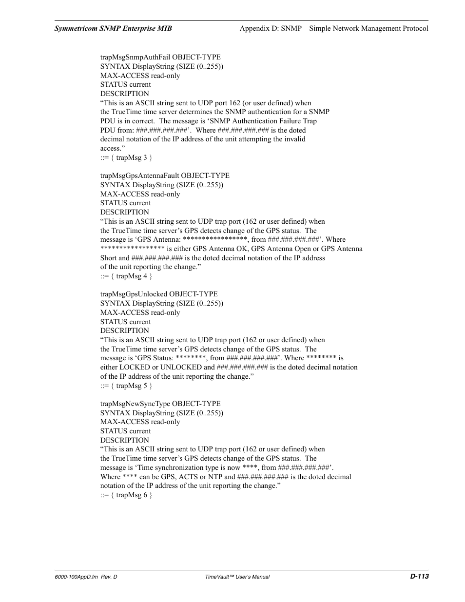 Symmetricom Time Server User Manual | Page 127 / 148