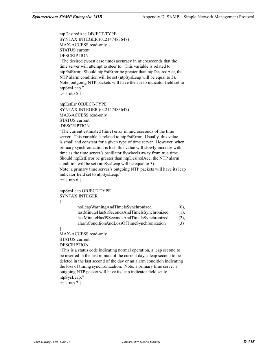 Symmetricom Time Server User Manual | Page 129 / 148