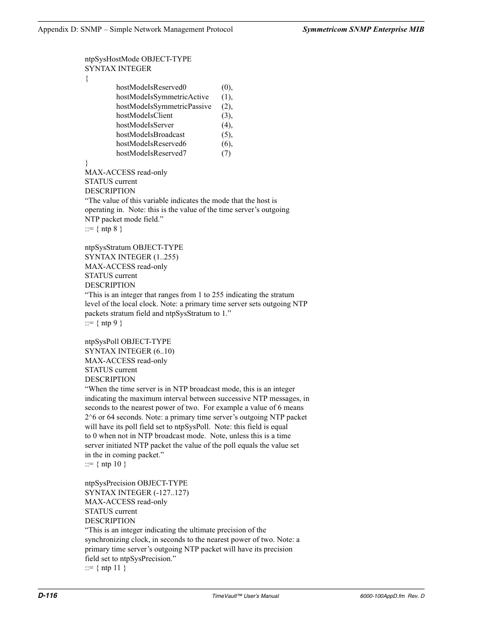 Symmetricom Time Server User Manual | Page 130 / 148