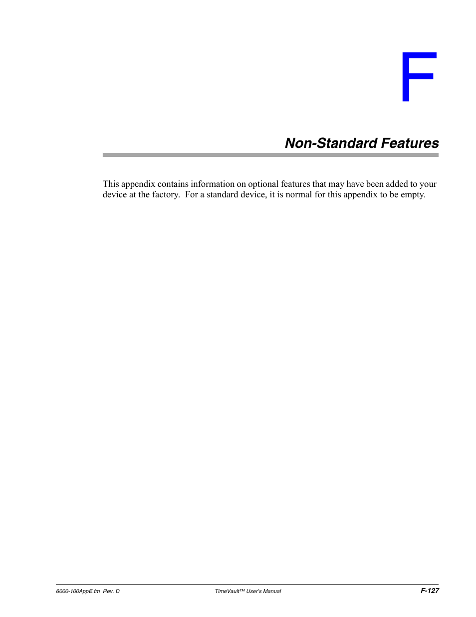 Non-standard features, Non-standard features 127 | Symmetricom Time Server User Manual | Page 141 / 148