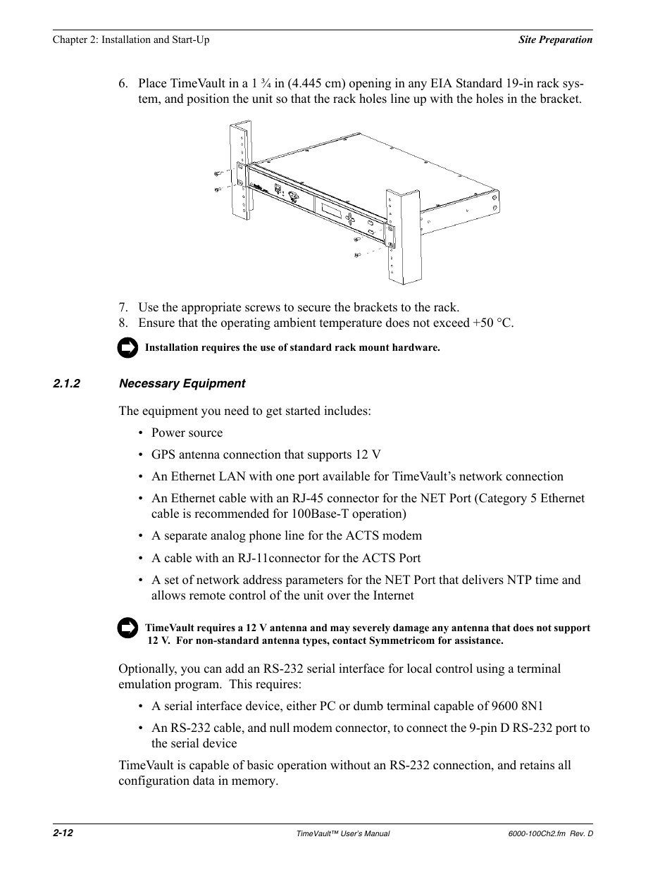 2 necessary equipment, Necessary equipment | Symmetricom Time Server User Manual | Page 26 / 148