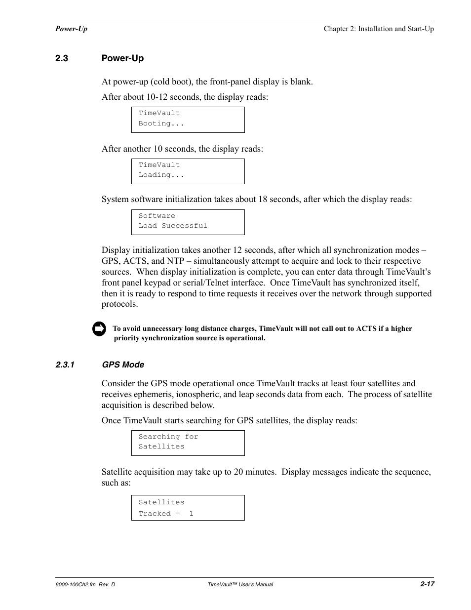 3 power-up, 1 gps mode, Power-up | Gps mode | Symmetricom Time Server User Manual | Page 31 / 148