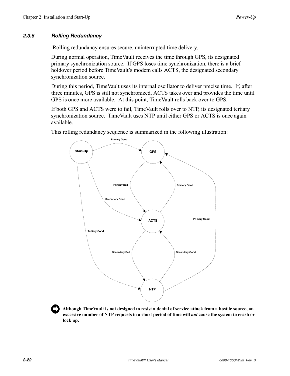 5 rolling redundancy, Rolling redundancy | Symmetricom Time Server User Manual | Page 36 / 148