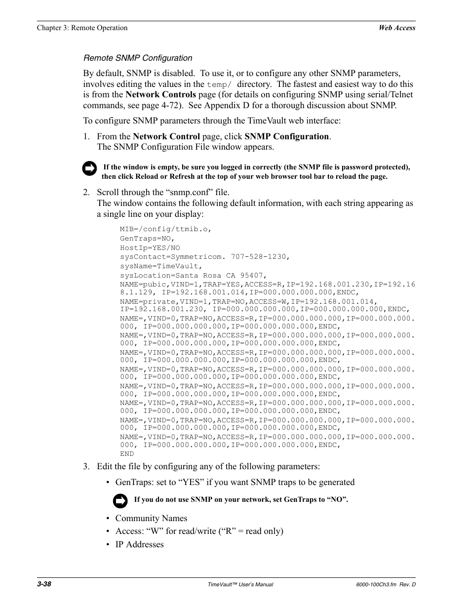 Remote snmp configuration | Symmetricom Time Server User Manual | Page 52 / 148