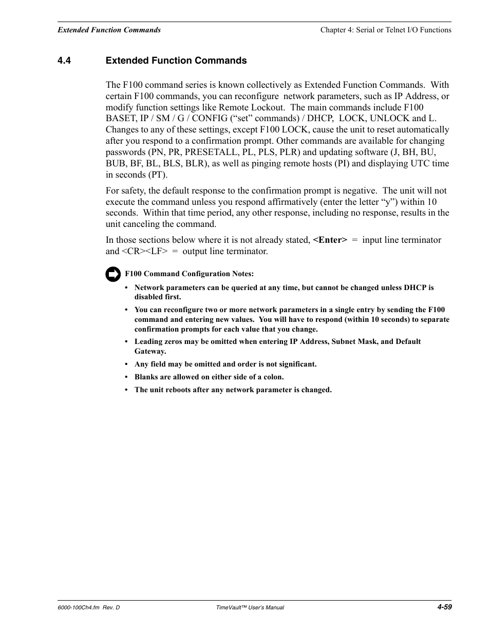 4 extended function commands, Extended function commands | Symmetricom Time Server User Manual | Page 73 / 148