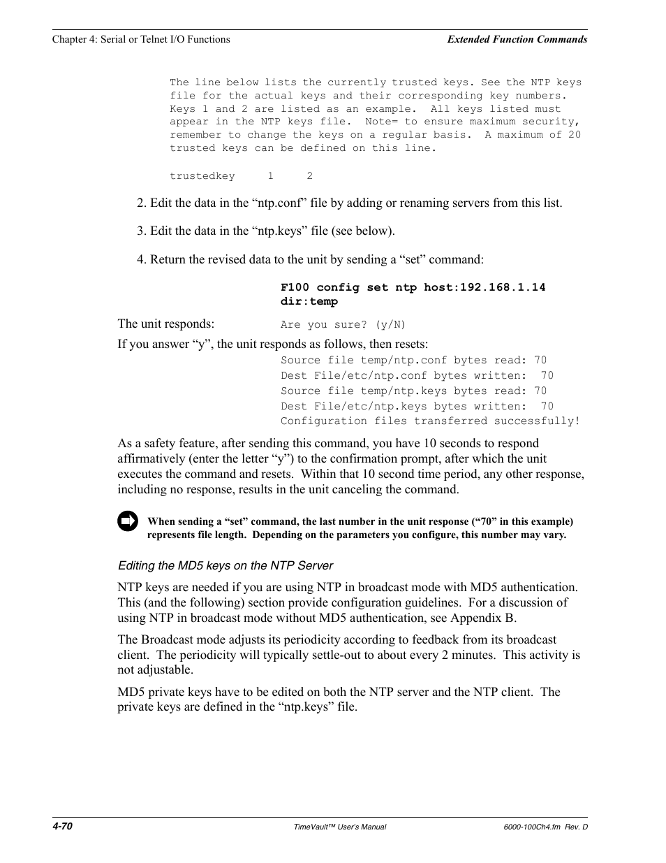 Editing the md5 keys on the ntp server | Symmetricom Time Server User Manual | Page 84 / 148