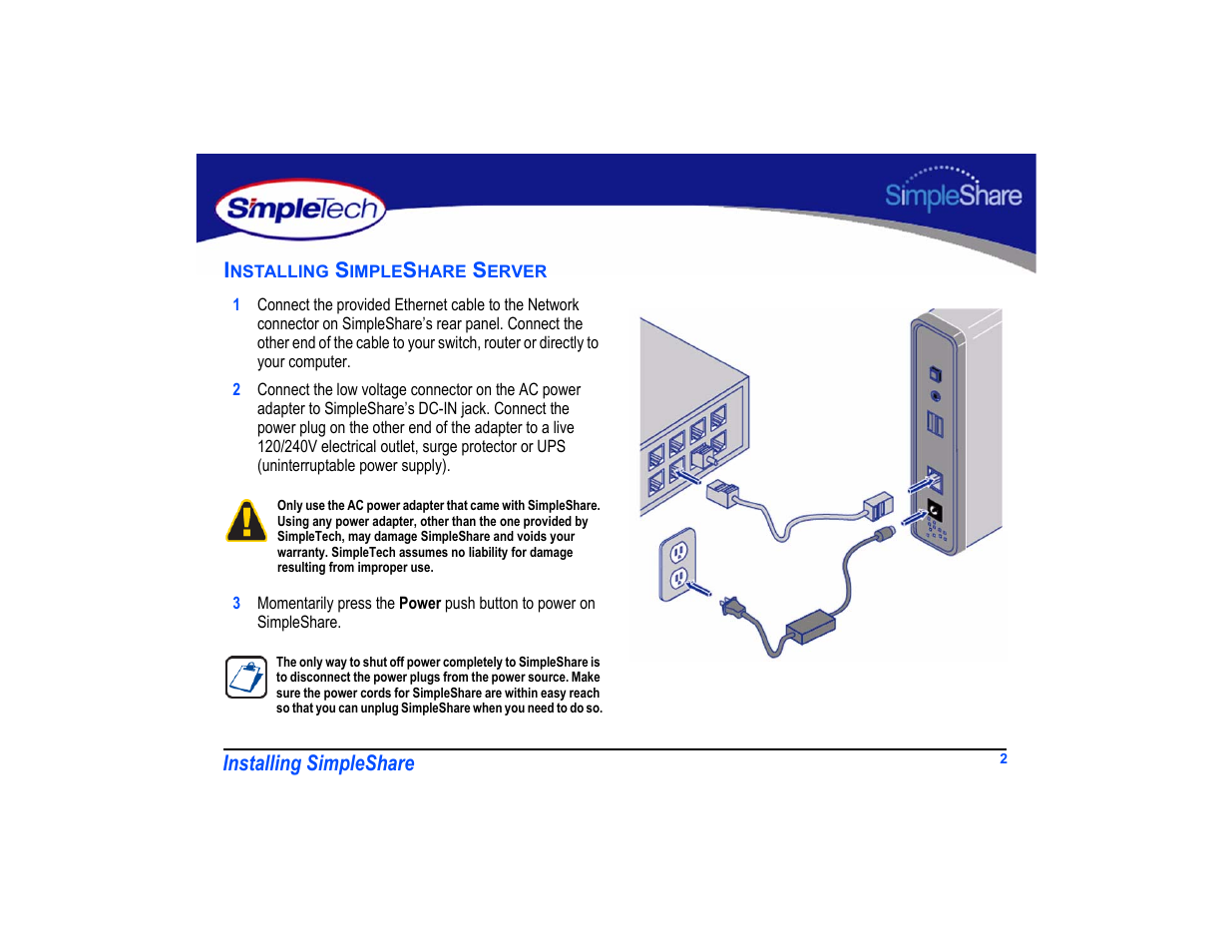 Installing simpleshare server, Installing simpleshare server 2, Installing simpleshare i | SimpleTech SimpleShare User Manual | Page 16 / 120