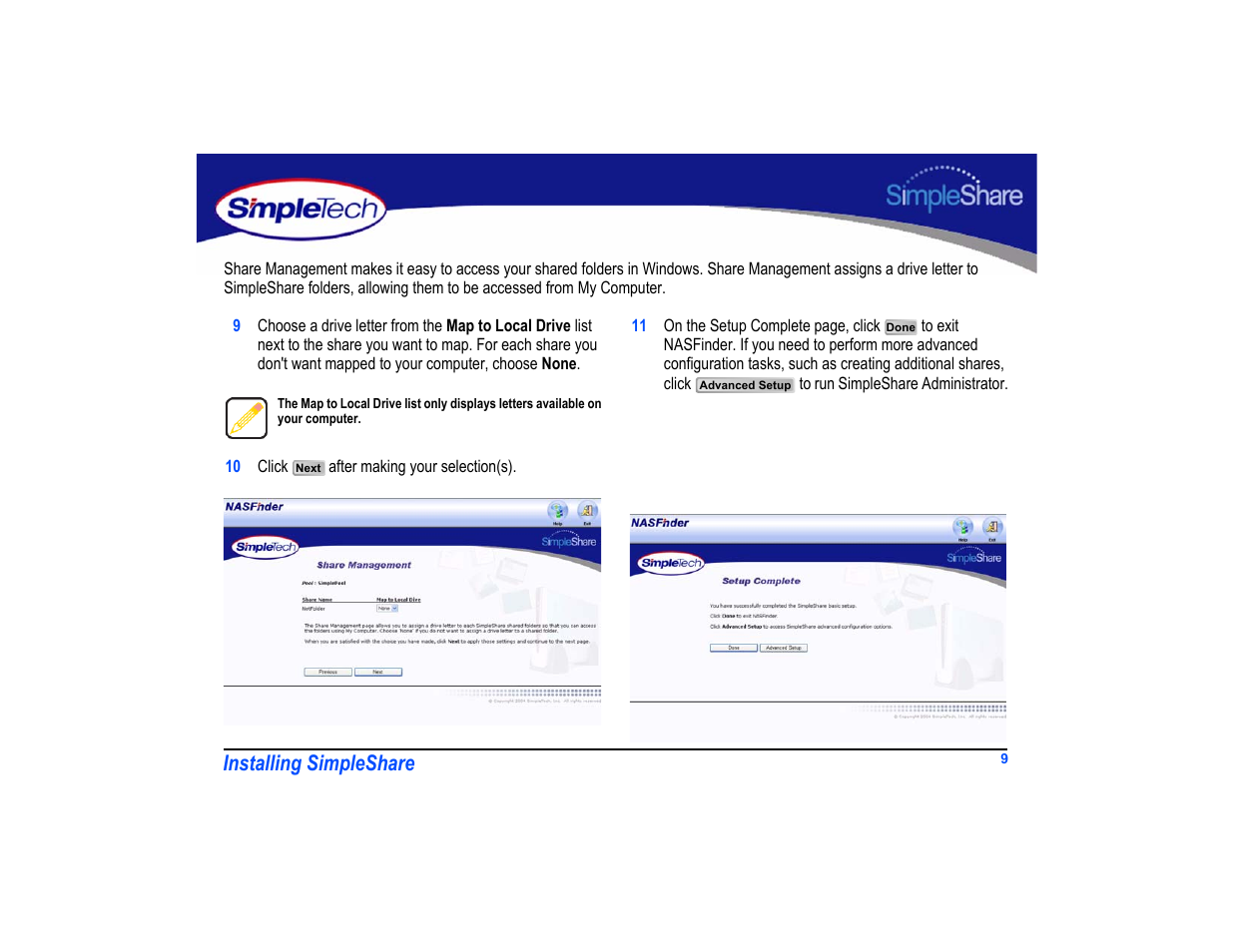 Installing simpleshare | SimpleTech SimpleShare User Manual | Page 23 / 120