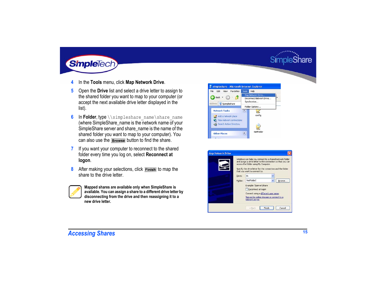 Accessing shares | SimpleTech SimpleShare User Manual | Page 29 / 120