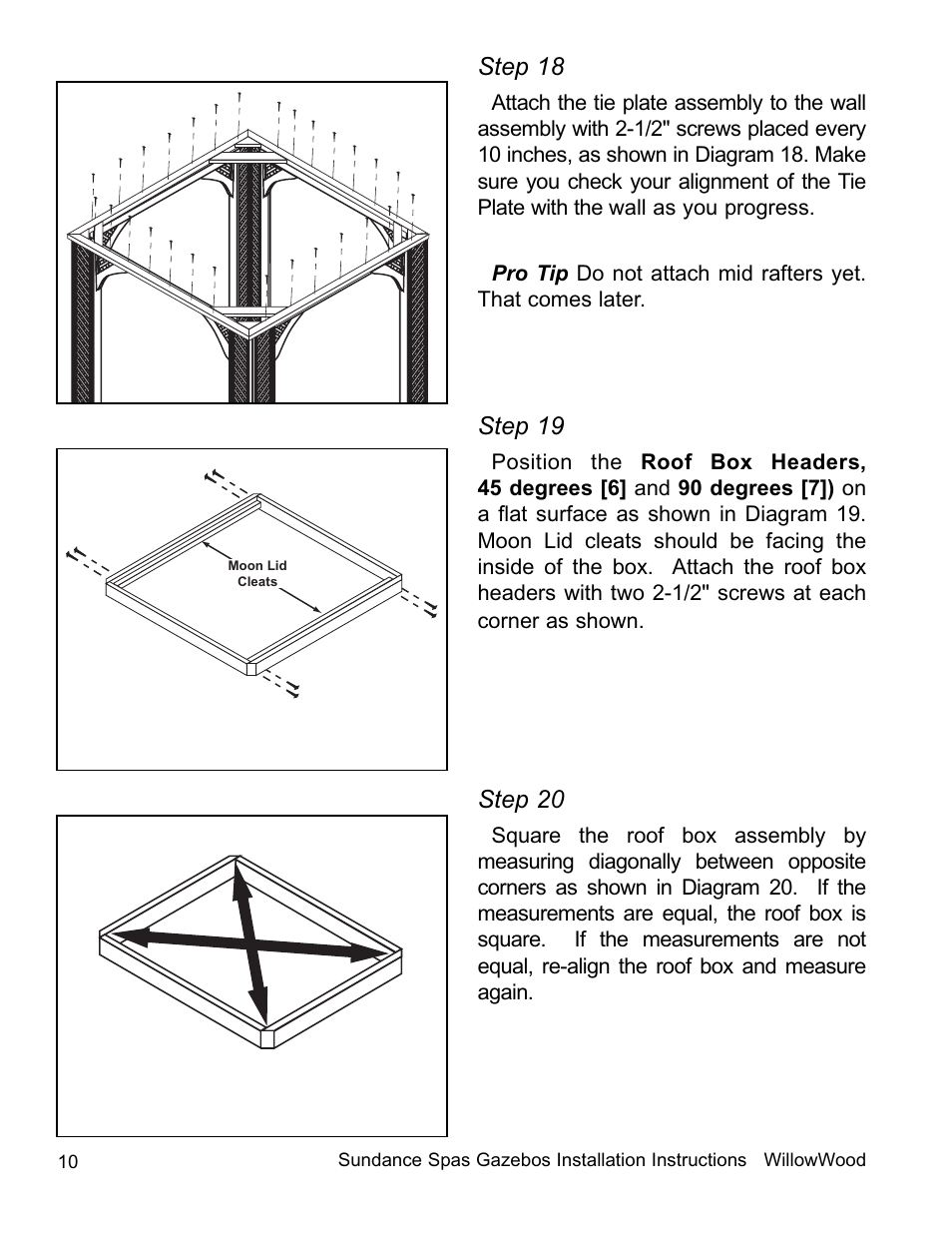 Step 18, Step 19, Step 20 | Sundance Spas 7'7-inch x 7'7-inch and Smaller User Manual | Page 11 / 20