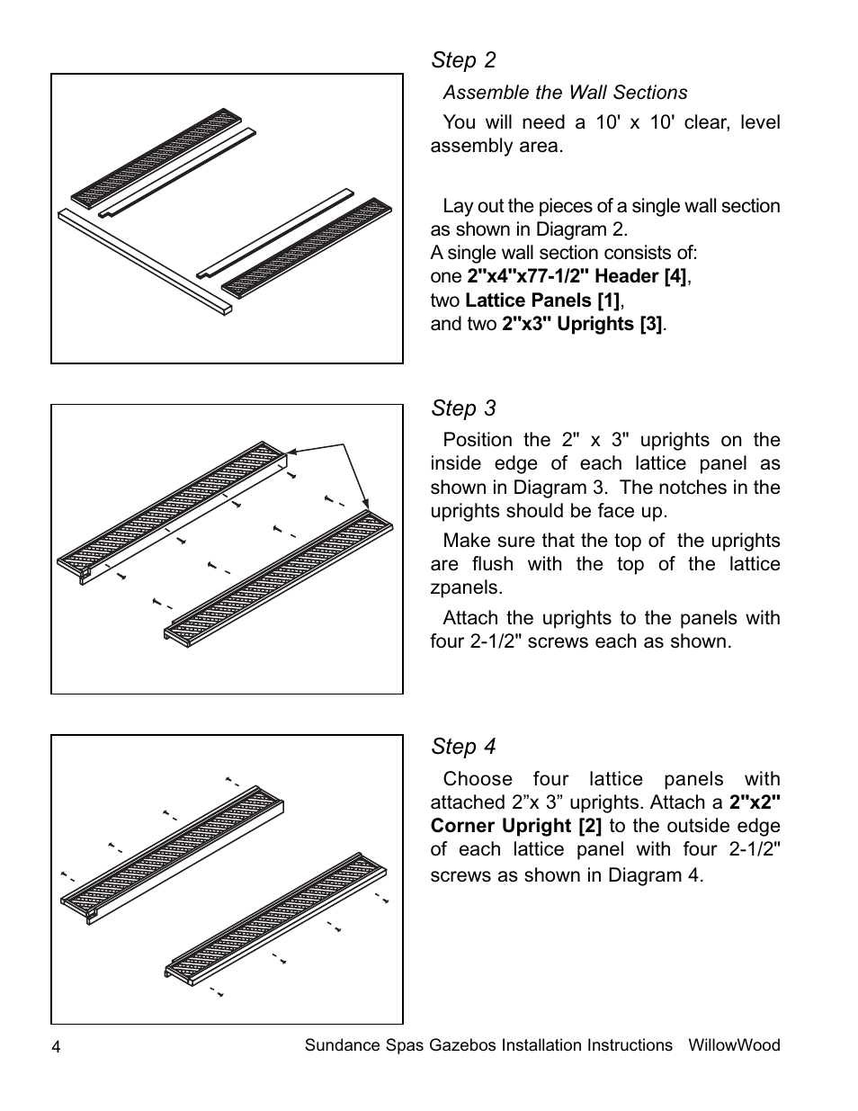 Step 2, Step 3, Step 4 | Sundance Spas 7'7-inch x 7'7-inch and Smaller User Manual | Page 5 / 20