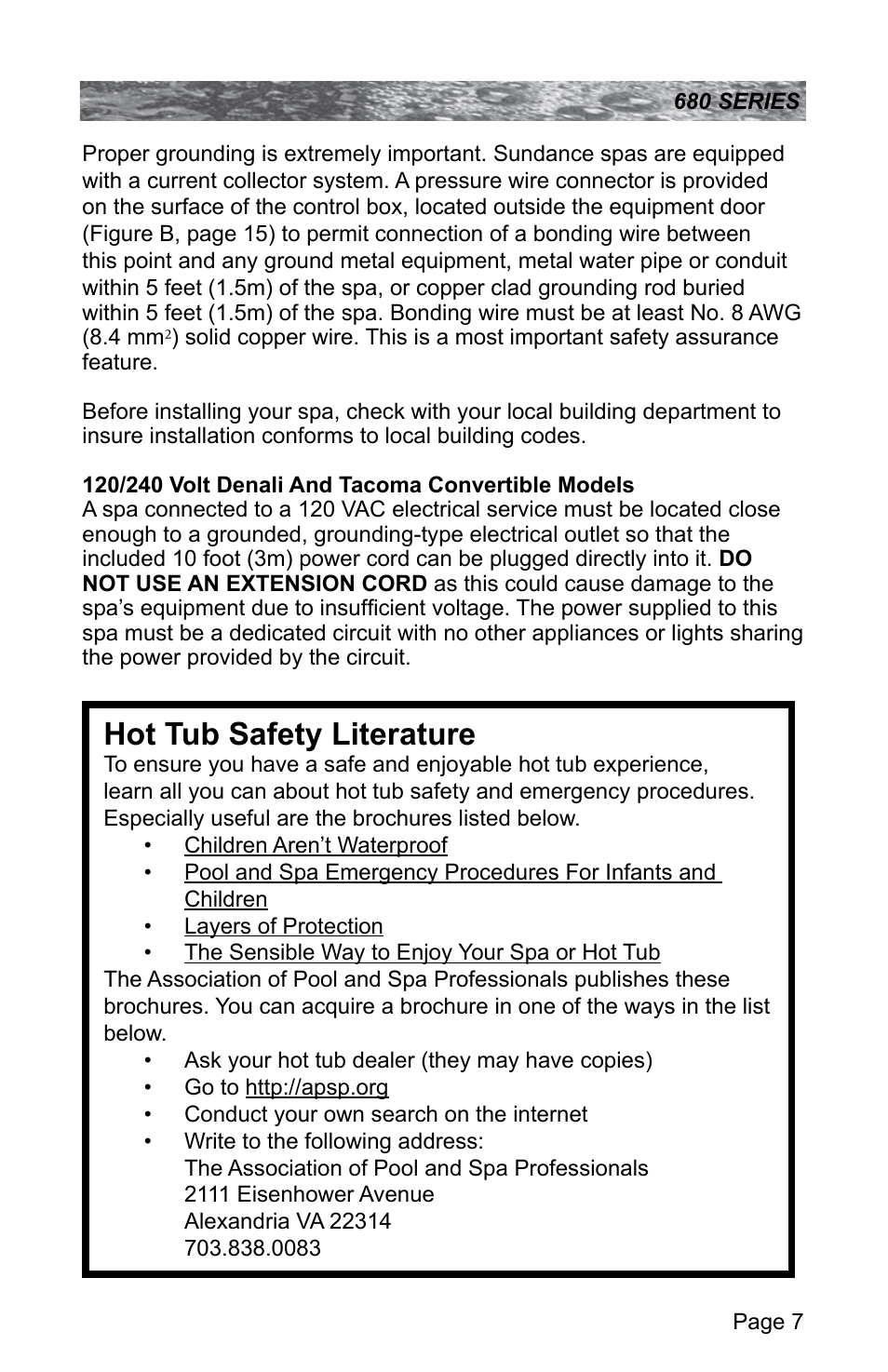 Hot tub safety literature | Sundance Spas 680 User Manual | Page 13 / 60