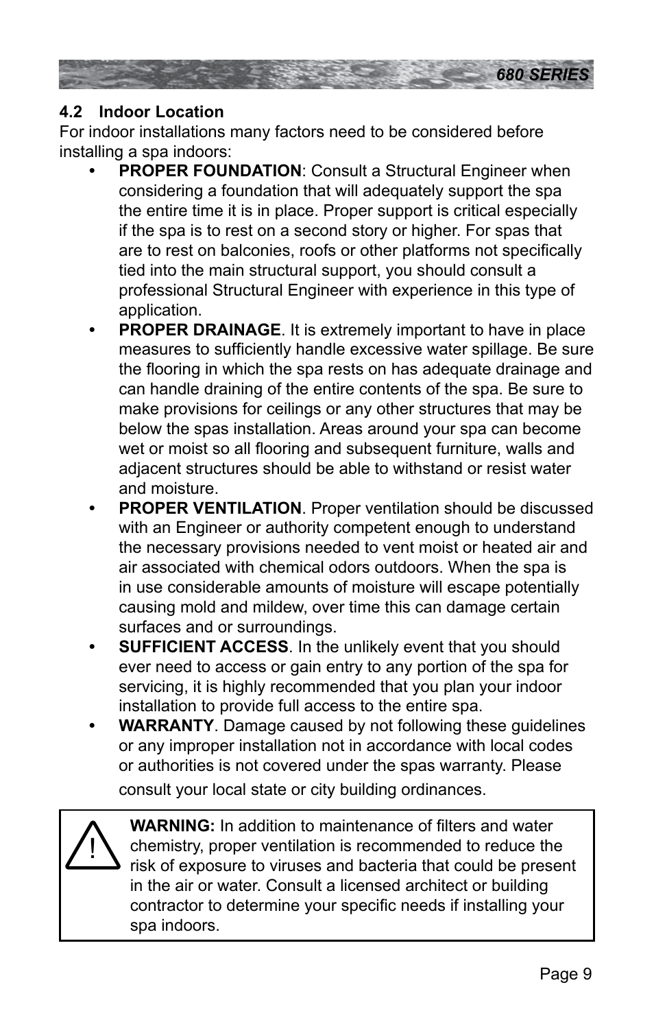 2 indoor location, Indoor location | Sundance Spas 680 User Manual | Page 15 / 60